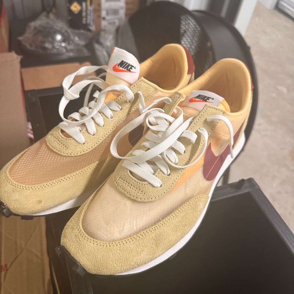 Nike Waffle Gold and Burgundy Sneakers